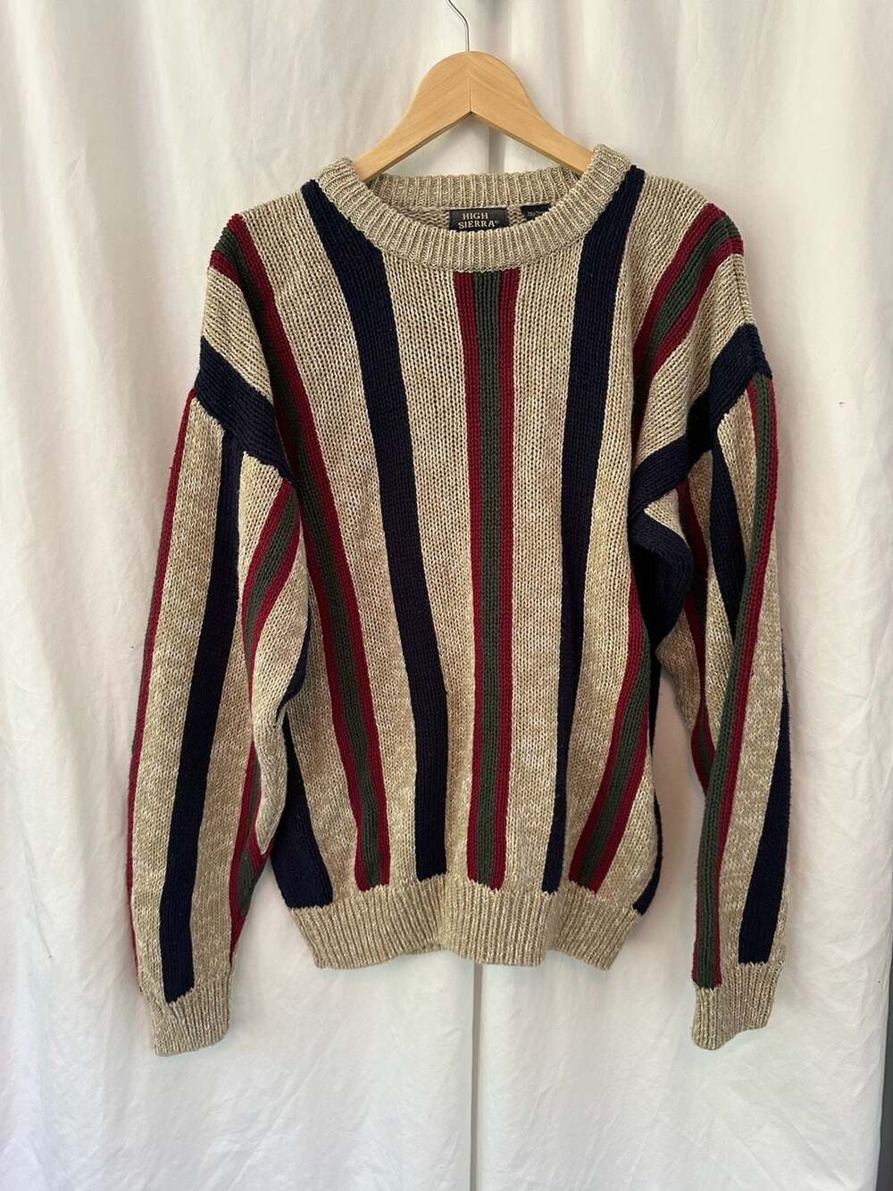 Vintage 90's High Sierra Striped Ramie-Cotton Crewneck Sweater